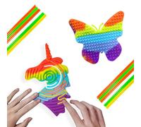 DKDDSSS 2 pcs Sensory Activity Board, Push Peel Sensory Board, Silicone Fidget Toy, Silicone Calm Down Fidget Toy, for Kids 3+ & Adults, Sensory Board with 24 Strings