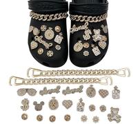 DKDDSSS 22 PCS Shoe Charms for Croc Charms, Shoe Charms, Crystal Diamond Shoe Accessories, Bling Chain Charms for Clog, for Teen Girls Women Gifts Birthday Christmas