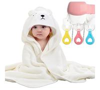 DKDDSSS 2PCS Hooded Baby Towel, Large Soft Absorbent Bath Towel, Unique Animal Design, Newborn Essentials, Boy and Girl Baby Gift Set, White