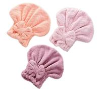 DKDDSSS 3 Pack Microfiber Hair Drying Towels, Hair Drying Cap, With Bow-Knot Shower Cap, Super Absorbent, Rapid Drying Beach Bath Salon Cap Towel Turban for Wet Hair, Curly, Long&Thick Hair