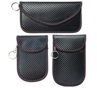 DKDDSSS 3 Pcs Car Key Pouches, Car Key Signal Blocking Pouch, RFID Blocker Bag, Stylish Anti-Theft Car Key Case, Black