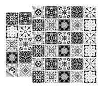 DKDDSSS 40 Pcs Victorian Tile Stickers for Kitchen, Peel and Stick Self Adhesive Wall Tiles, Waterproof Oil-Proof (10cm x 10cm, 4x4 Inches)