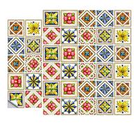 DKDDSSS 40 Sheets Peel & Stick Mosaic Tile Stickers - Victorian Moroccan Style, Retro DIY Home Decor for Kitchen Bathroom (10cm x 10cm, 4x4 inches)