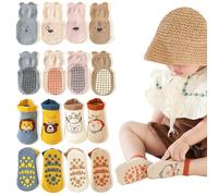 DKDDSSS 8 Pairs Toddler Socks Baby Socks, Toddler Socks with Grips Baby Grip Socks, Baby Girp Socks Non Skid Anti-slip Socks, Non Slip Grip Socks Kids Toddler Baby Grip Socks Cute Kid's Non Slip Socks