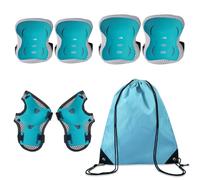 DKDDSSS 8 Pcs Kids Protective Gear Set, Elbow Pads Wrist Guards, Roller Skates, Skateboard, Bike, Cycling, Age 3-10 Years (Blue)