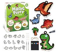 DkevEu 3D Puffy Art Kit - Aqua Puffs Arts and Crafts, Mess-Free Craft Kit for Kids, DIY Color & Inflate Activity, Creative Toys for Kids Age 4-10, Gifts for 4, 5, 6, 7, 8, 9 Years Old Boys (Dinosaur)