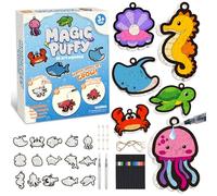DkevEu 3D Puffy Art Kit - Magic Puffys Texture Painting Kit, Puff Paint by Number Craft Kits for Kids, Arts and Crafts for Kids, Gift for Boys & Girls Ages 4, 5, 6, 7, 8, 9, 10 (Ocean Theme)