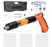 DkevEu Manual Nail Gun with 110 Round Nails, Concrete Nail Kit, Portable, 5 Speed Adjustable Steel Nail Gun, Wall Fixing Tool