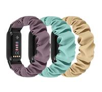 DKGKOO 3 Pack Scrunchie Elastic Strap Compatible with Fitbit Luxe Strap, Soft Fabric Cloth Cute Sport Replacement Band for Women