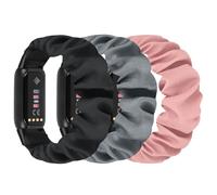 DKGKOO 3 Pack Scrunchie Elastic Strap Compatible with Fitbit Luxe Strap, Soft Fabric Cloth Cute Sport Replacement Band for Women