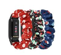 DKGKOO 3 Pack Scrunchie Elastic Strap Compatible with Luxe Strap, Soft Fabric Cloth Cute Sport Replacement Band for Women (G(Polka Dot + Snowman + Christmas), Small Size)