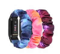 DKGKOO 3 Pack Scrunchie Elastic Strap Compatible with Luxe Strap, Soft Fabric Cloth Cute Sport Replacement Band for Women (I(Purple Stars + Blue Stars + Pink Stars), Large Size)