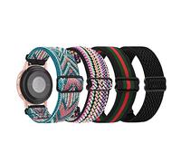 DKGKOO Quick Release Adjustable Stretchy Watch Band - Choice of Width - 18mm, 19mm, 20mm, 22mm Elastic Watch Straps Solo Loop Sport Nylon Replacement Wristband (Boho Green&Boho Red&Leopard-print&Green