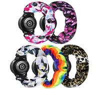 DKGKOO Scrunchie 20mm Watch Strap Compatible with Samsung Galaxy Watch 5/Galaxy Watch 5 Pro/Galaxy Watch 4/Watch 4 Classic 42mm 46mm/Watch 4 LTE/Active 2(40mm/44mm)/Watch 3 41mm(5 Pack B,L-Size), Large Size, B(Rainbow/Purple flower/Pink flower/Leopard/White Flower)