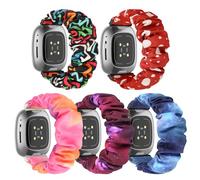 DKGKOO Scrunchie Watch Strap for Women Compatible with Versa 4 / Versa 3 /Sense/Sense 2 (J(Blue Stars/Purple Stars/Pink Stars/Polka Dots/Geometry), Large Size)