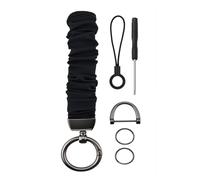 DKGKOO Stretchy Scrunchie Keychain Wristlet, Key Chain with D Ring Lanyard Strap for Women Men Car Keys ID Badges Wallet (Black)