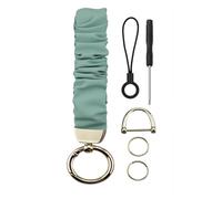 DKGKOO Stretchy Scrunchie Keychain Wristlet, Key Chain with D Ring Lanyard Strap for Women Men Car Keys ID Badges Wallet (Pine green)
