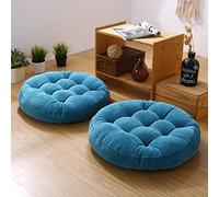 DKHAZE Meditation Floor Pillow,Set Of 2 Corduroy Floor Pillow For Adults,Solid Thick Seat Cushion Meditation Cushion For Living Room Balcony Outdoor-Blue. 53cm(21inch)