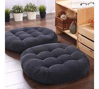 DKHAZE Meditation Floor Pillow,Set Of 2 Corduroy Floor Pillow For Adults,Solid Thick Seat Cushion Meditation Cushion For Living Room Balcony Outdoor-Dark gray 53cm(21inch)