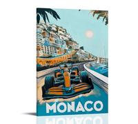 DKHQJGXAF F1 Poster Car Monaco Vintage Cover Posters for Room Aesthetic Canvas Wall Art Bedroom Decor16x24inch(40x60cm)