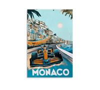 DKHQJGXAF F1 Poster Car Monaco Vintage Cover Posters for Room Aesthetic Canvas Wall Art Bedroom Decor24x36inch(60x90cm)