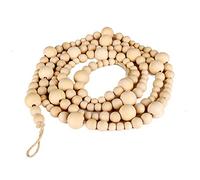 Dkhsy Farmhouse Wooden Beaded Garland Christmas Wood Bead Garland Christmas Tree Garland Boho Decorations Wall Hanging Home Decor Rustic Country Natural Holiday Decor(1 Pack/7.2ft)