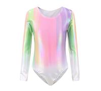 Dkhsy Gymnastics Leotards for Girls, Sleeveless/Long Sleeve Leortards for Girls Gymnastics Athletic Leotard for Little Girl Sparkle Pattern Unitards Bodysuit(Pink(long sleeve), 7-8 Years)