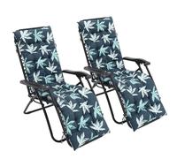 DKIEI 168x48x8cm Floral Printed Sun Lounge Cushion, 2 PCS Thicken Garden Recliner Chair Cushion Rocking Chair Cushion with Anti-slip Straps (Only Cushion), Leaf Green