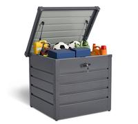 DKIEI 200L Lockable Garden Cushion Storage Box Waterproof, Outdoor Metal Deck Box with Built-in Lock, Small Outside Storage Box for Cushions, Tools, Toys, 72x62x63 cm, Anthracite Grey