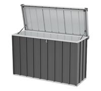 DKIEI 350L Metal Garden Storage Box with Password Padlock | Lockable Large Outdoor Storage Box Waterproof, XL Outside Garden Boxes for Cushions, Tools, Equipment, 118x50x75 cm, Carbon Black