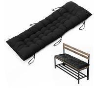 DKIEI Garden Bench Seat Cushion, 2/3 Seater Bench Pad Cushion with Non-Slip Straps, 8cm Thick Comfortable Dining Bench Cushion Pad, Rectangle Bench Seat Pad Indoor Outdoor 110x40cm Black(Only Cushion)