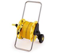 DKIEI Garden Hose Reel Cart with 40M Hosepipe & Adjustable Spray Nozzle, Portable Hose Pipe Reel with 2 Wheels, Retractable Freestanding Hose Holder for Outdoor Patio Cleaning & Lawn Watering