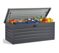 DKIEI Lockable Garden Storage Box, 600L Waterproof Outdoor Metal Deck Box Storage Container, Black, 165x70x62 cm