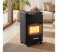 DKIEI Portable Gas Heater, 4.2KW 3 Heating Settings Calor Gas Heaters with Wheels, Hose and Regulator, Indoor Outdoor Butane Cabinet Heater for Home Office Camping Garage, 42 * 30 * 73cm, Black