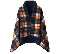 Dkieuyu Fleece Wearable Blanket,Comfy Warm Wrap Shawl Poncho Throw with Buttons,Office Chair Lap Sofa Bed Travel Cape Cover, M, 51"x31"