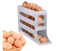 DKIIL NOIYB 4 Tier Egg Storage Fridge, Automatic Rolling Fridge Egg Organiser, Space Saving Egg Holder, Fridge for Storage, 30 Eggs, Egg Dispenser (Transparent Colour)