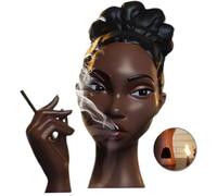 DKIIL NOIYB Black Woman Head Incense Burner, Resin Material, Aromatherapy Holder for Home Decor