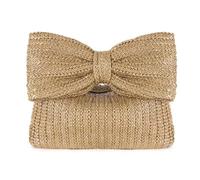 DKIIL NOIYB Small Bow Purse Straw Clutch Purse for Women Straw Clutch Bag Woven Evening Handbag Summer Beach Bag Ladies Straw Bag for Party Wedding