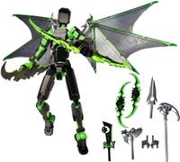 DKIIL NOIYB T13 Action Figure, Pre-Assembled Action Figures, Titan 13 Action Figure with 5 Weapons and 6 Hands, Dummy 13 3D Printed Multi-Jointed Movable, Collector's Decorations (Black Green)