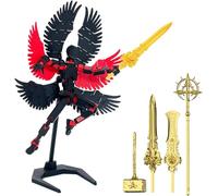 DKIIL NOIYB T13 Action Figure, Pre-Assembled S13 Figure, 3D Printed Titanium 13 Action Figure with Wings and Base, 4 Weapons 6 Hands, Dummy T13 3D Printed Multi-Jointed Movable (A1-Black)