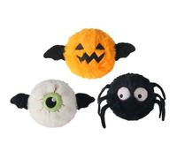 DKING 3Pack Squeaky Dog Balls,2 in1 Funny Puppy Ball Toys,Birthday Dog Toy for Small Medium Dogs (Halloween Ball)
