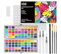 Dkinghome Watercolor Paint Set 100 Colors,Watercolour Paints,Watercolor Art Supplies Travel Paint Set for Beginner,Adults,Kids,Artists with Portable Box
