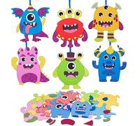 DKINY 12 Monster Craft Sets Children's Monster Mix & Match Arts and Crafts Halloween Creative Sets for Crafts and Decorating Creative Craft Supplies for Boys Girls Halloween Carnival Birthday