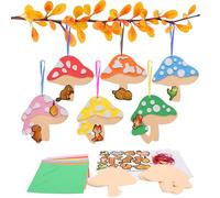 DKINY 12 Pack Autumn Mushroom Craft Kit, DIY Peel and Stick EVA Foam Mushroom Arts and Crafts for Toddlers Kids Children Autumn Fall Winter Craft Party Activities