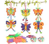 DKINY 12 Pack Butterfly Pipe Cleaners for Crafts Kids, DIY EVA Foam Stickers Butterfly Arts and Crafts Kit for Toddlers, Boys Girls Crafts Gift, Birthday Party Class Group Activities