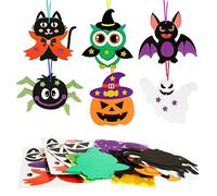 DKINY 12 Pack DIY Halloween Craft for Kids, Foam Stickers Kits With Bat Ghost Spider Pumpkin Pattern, Arts and Crafts for Boys Girls Children's Gifts Party Activities