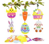 DKINY 12 Pack Easter Crafts Kit for Kids - DIY Easter Egg Bunny Chick Basket Rabbit Carrot Sheep EVA Foam Making Kit - Arts and Crafts for Toddlers - Hanging Decorations