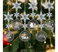 DKINY 36Pcs Tree Decoration Acrylic Ornaments, Clear Bauble Disc and Crystal Snowflake Pendants, Xmas Winter Hanging Set for Christmas Party Indoor Outdoor