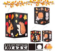 DKINY 4 Pack Autumn Crafts for Kids, Harvest Festival Lantern, Hedgehog Squirrel Owl Lion DIY Crafts, Creative Fall Art Toy, Kids Activity Packs for Age 3+ Boys & Girls