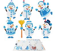 DKINY Christmas Crafts for Kids, 12 Pack Snowman Mix & Match Making Kit, DIY Peel and Stick EVA Foam Xmas Arts and Crafts Kits for Children Christmas Winter Party Activities